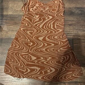 Stylish Brown Swirl Pattern Dress